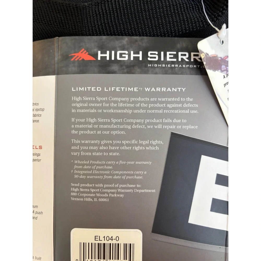 High Sierra Elevate 34 Inch Drop Bottom Wheeled Duffel Travel Bag Black Suitcase